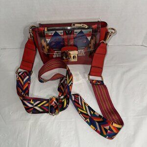 Clear Crossbody Purse With Adjustable Southwest Pattern Strap & Aztec Design